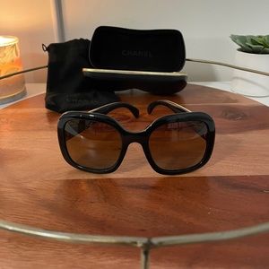 Chanel Black & Gold w/Stingray Accent Sunglasses